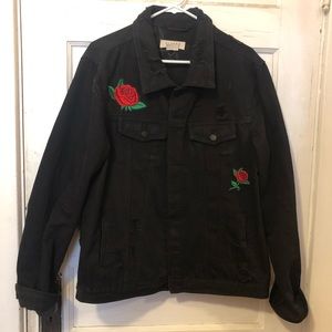 Rose Embroidered Denim Jacket